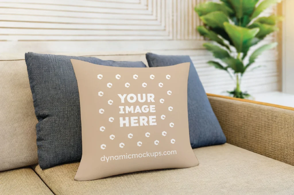 Beige Square Pillow Cover Mockup Template