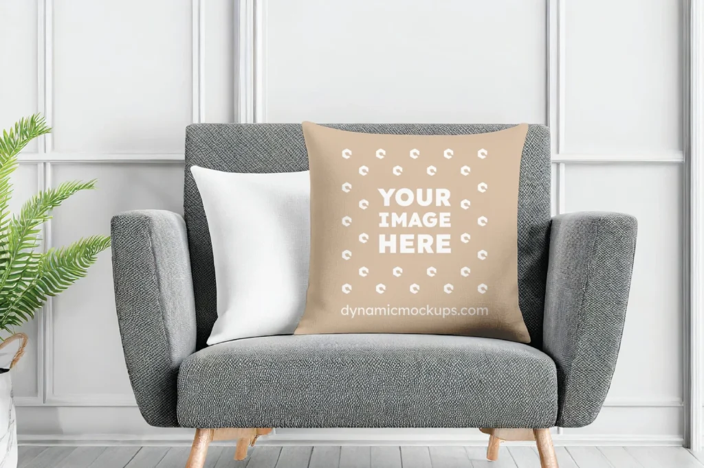 Beige Square Pillow Cover Mockup Template