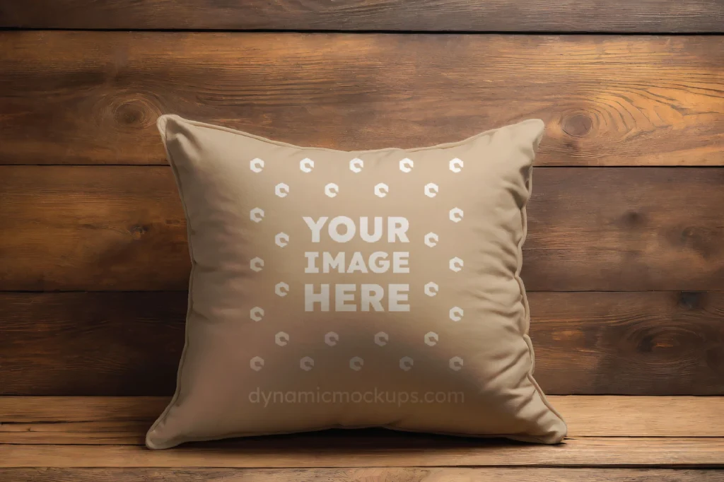 Beige Square Pillow Cover Mockup Template