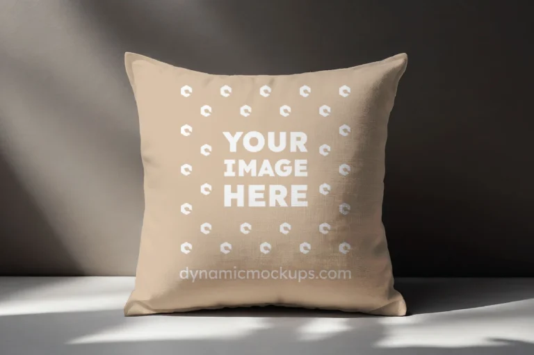 Beige Square Pillow Cover Mockup Template