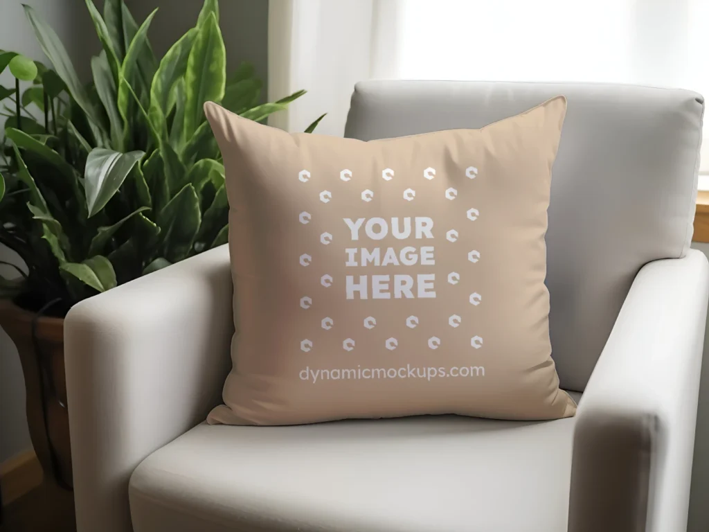 Beige Square Pillow Cover Mockup Template