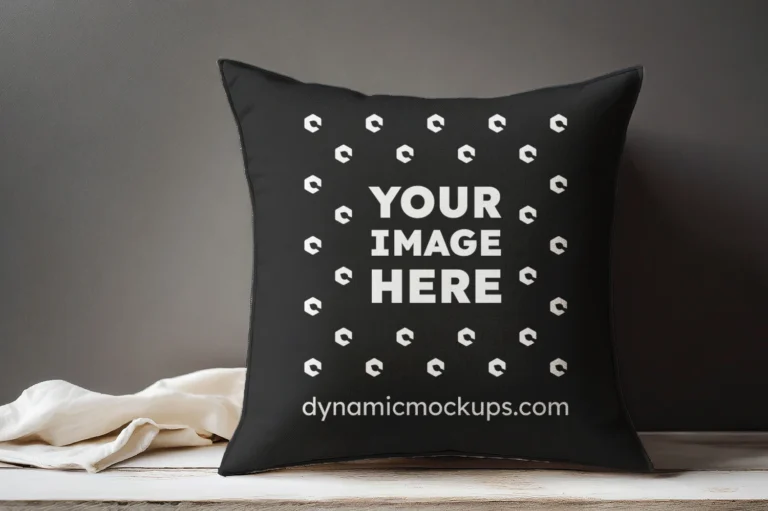 Black Square Pillow Cover Mockup Template