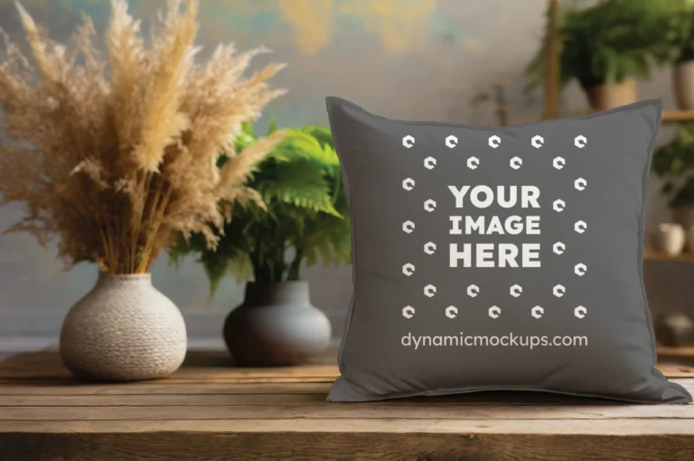 Black Square Pillow Cover Mockup Template