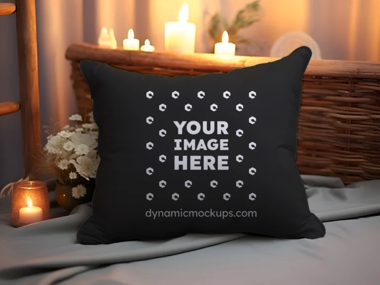 Black Square Pillow Cover Mockup Template