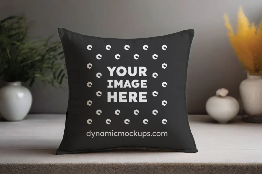 Black Square Pillow Cover Mockup Template