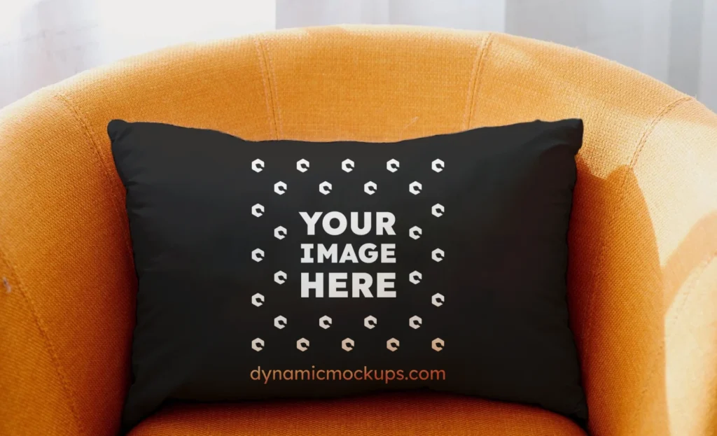 Black Square Pillow Cover Mockup Template