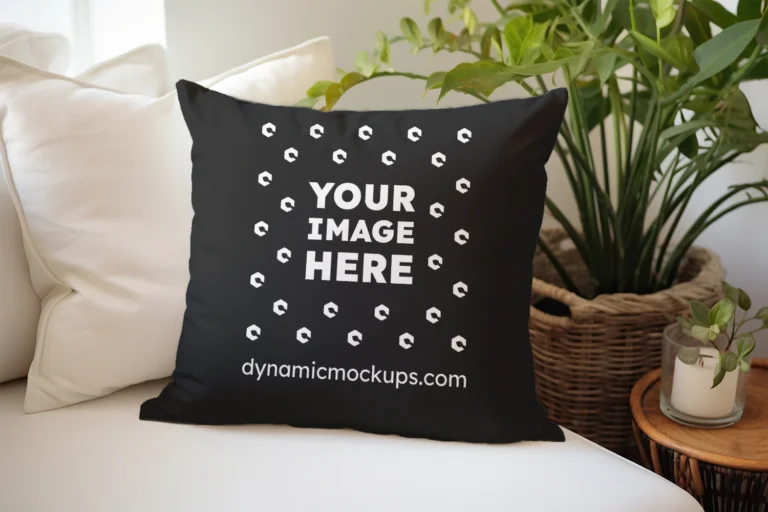 Black Square Pillow Cover Mockup Template