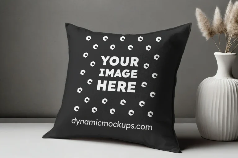 Black Square Pillow Cover Mockup Template