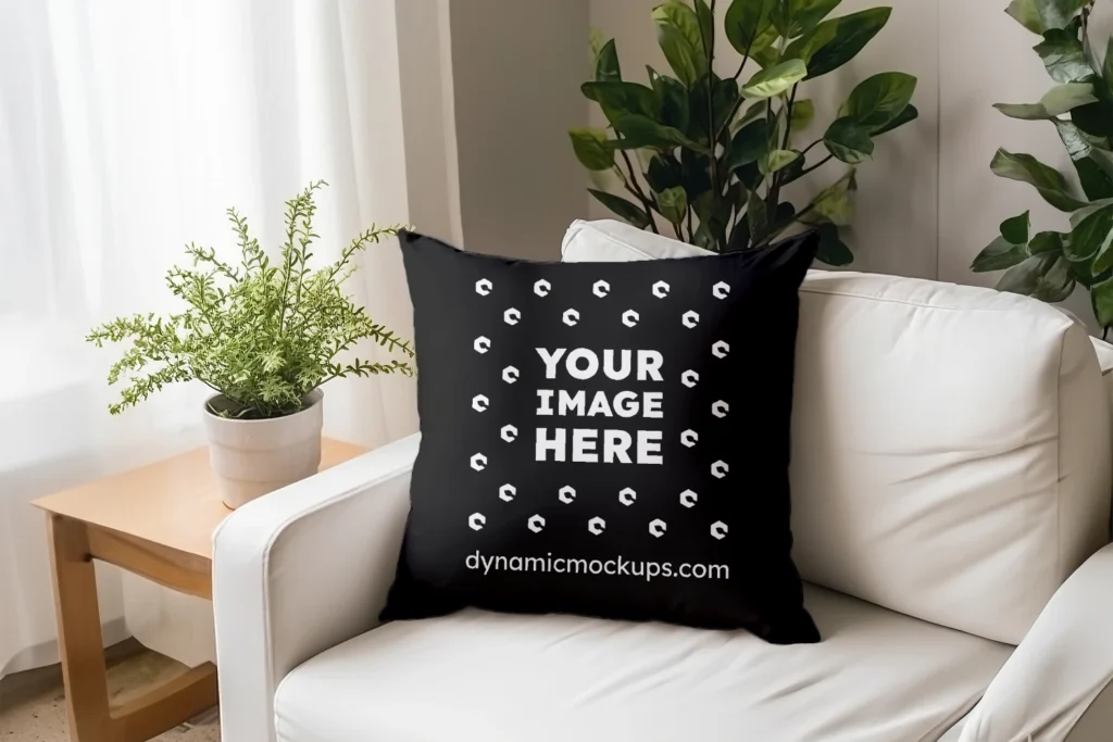 Black Square Pillow Cover Mockup Template