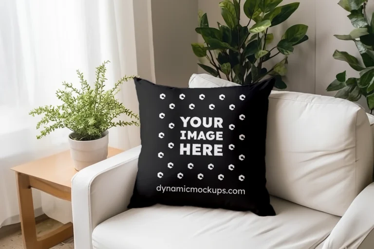 Black Square Pillow Cover Mockup Template