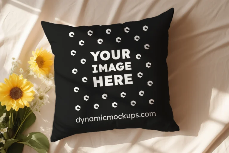 Black Square Pillow Cover Mockup Template