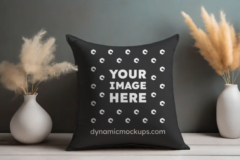 Black Square Pillow Cover Mockup Template