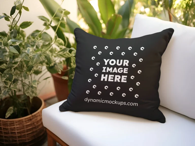 Black Square Pillow Cover Mockup Template