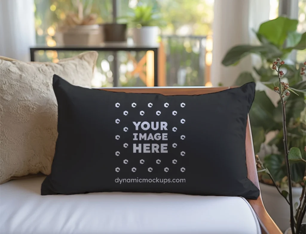 Black Square Pillow Cover Mockup Template