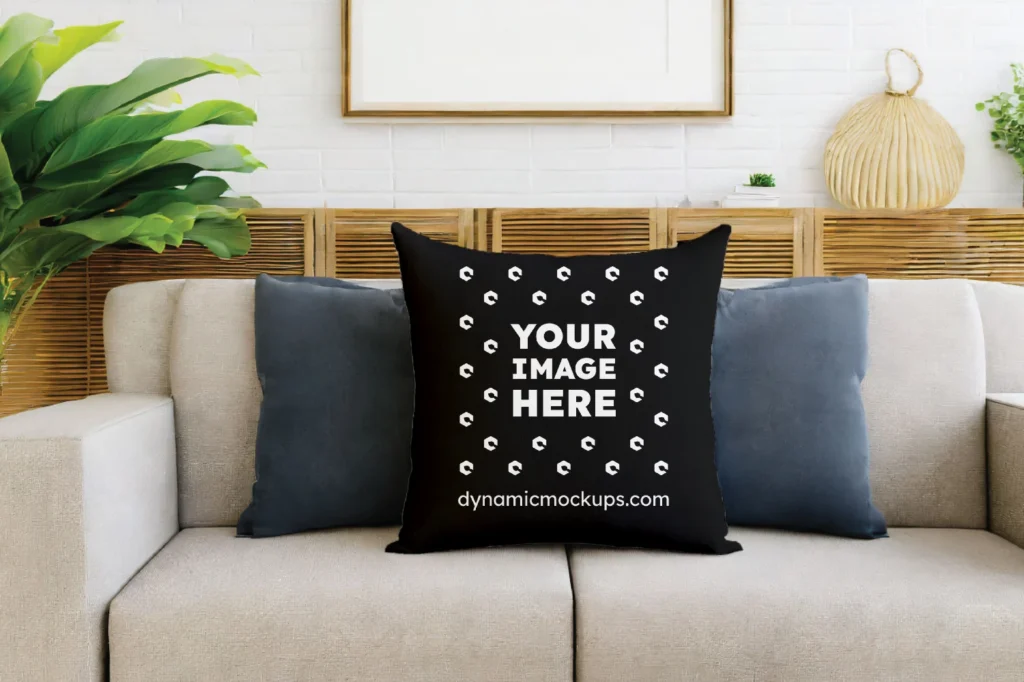 Black Square Pillow Cover Mockup Template