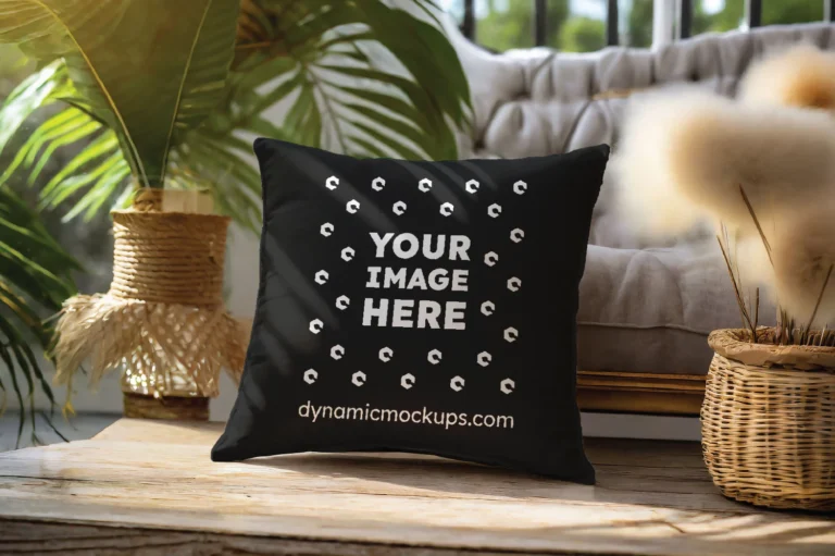 Black Square Pillow Cover Mockup Template