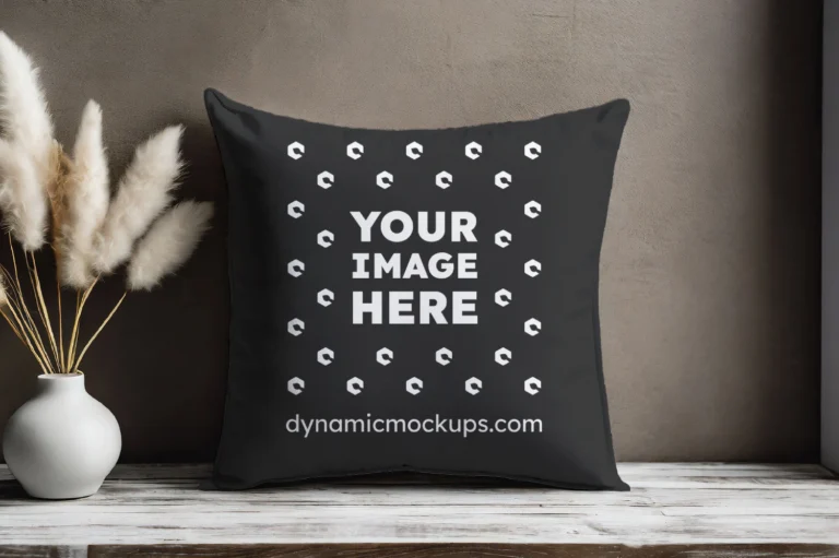 Black Square Pillow Cover Mockup Template