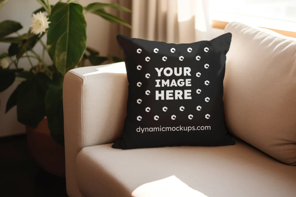 Black Square Pillow Cover Mockup Template