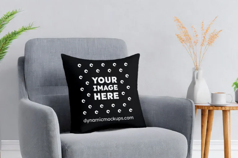 Black Square Pillow Cover Mockup Template