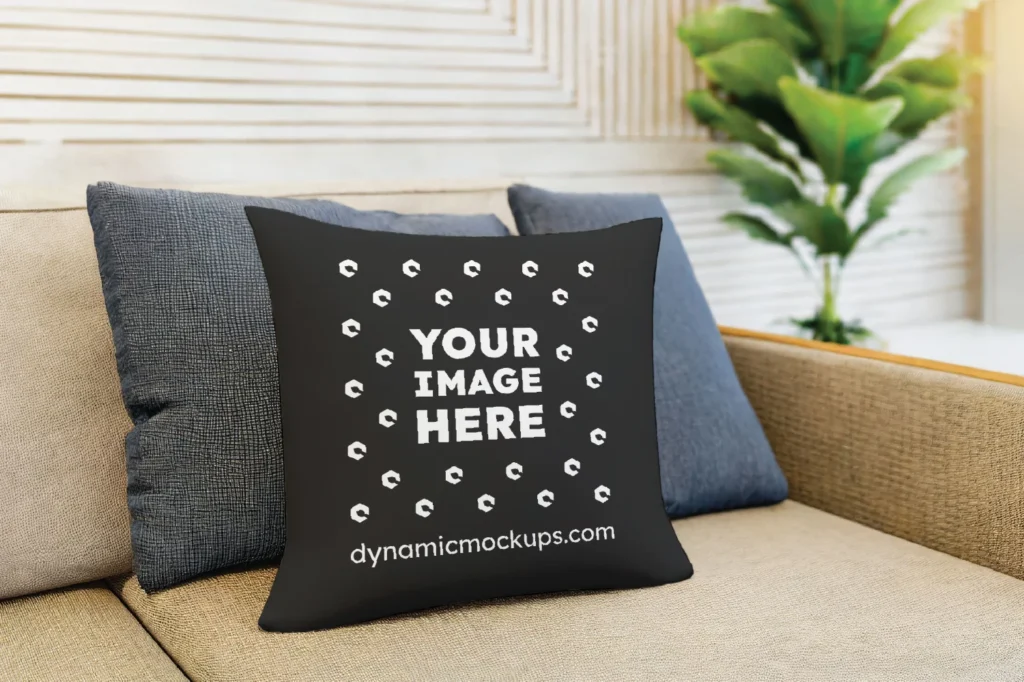 Black Square Pillow Cover Mockup Template