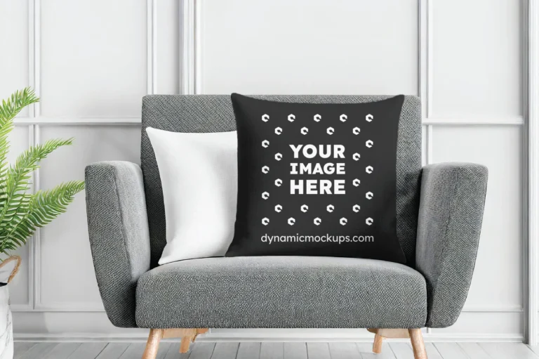 Black Square Pillow Cover Mockup Template