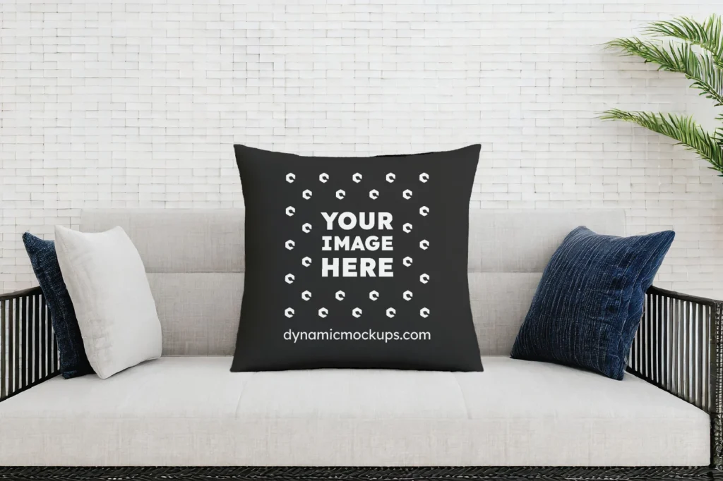 Black Square Pillow Cover Mockup Template