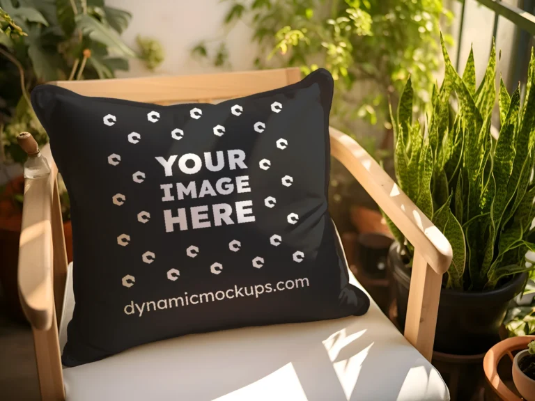 Black Square Pillow Cover Mockup Template