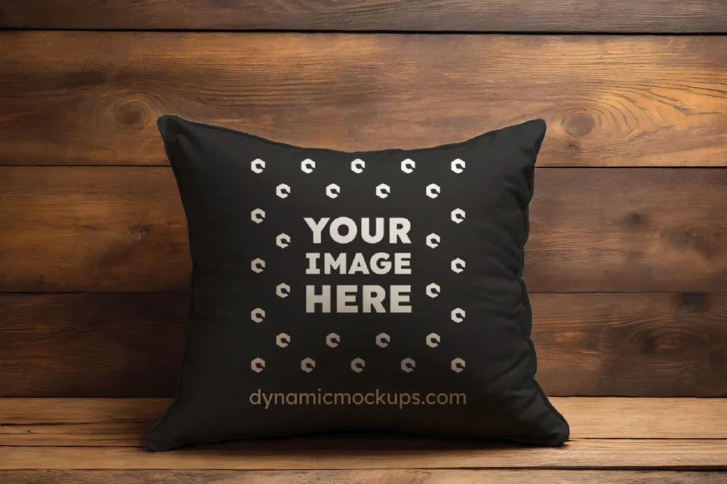 Black Square Pillow Cover Mockup Template