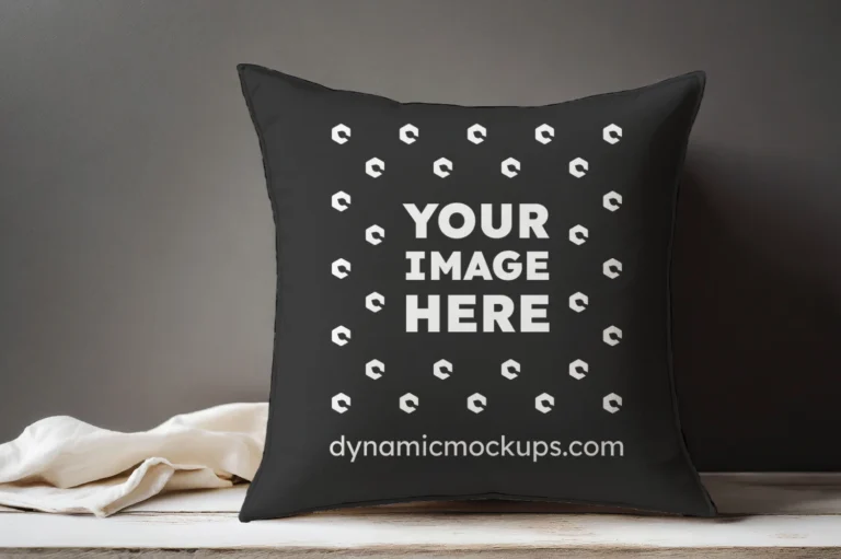 Black Square Pillow Cover Mockup Template