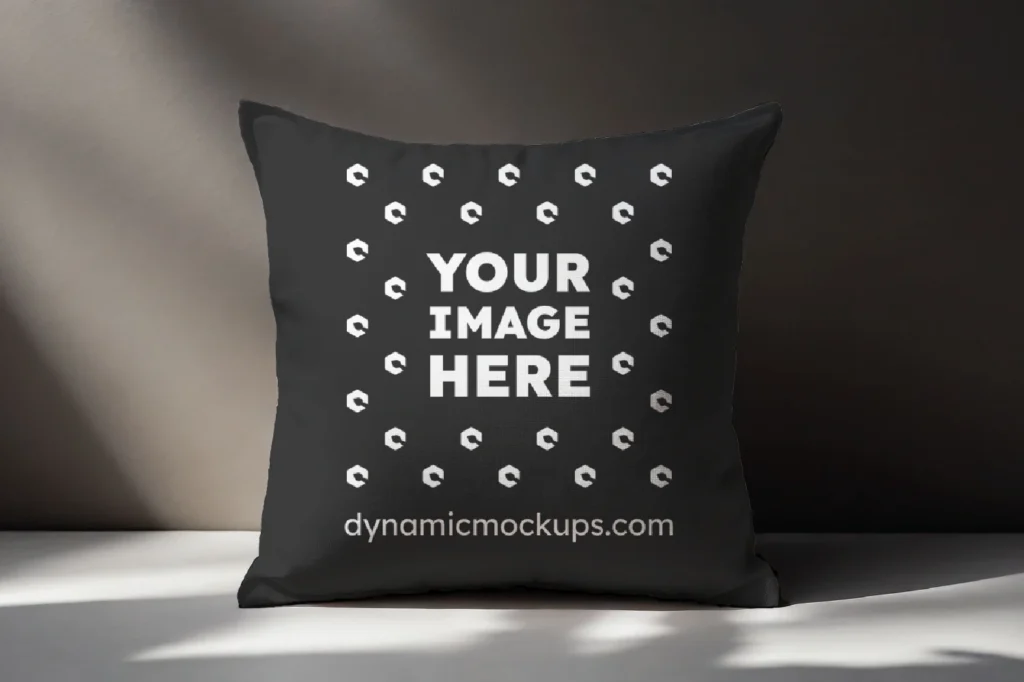 Black Square Pillow Cover Mockup Template