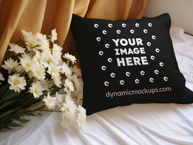 Black Square Pillow Cover Mockup Template