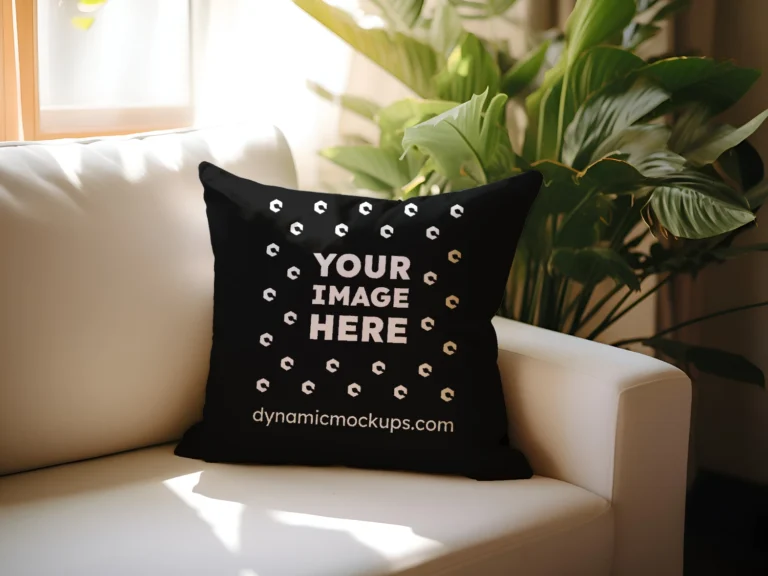 Black Square Pillow Cover Mockup Template