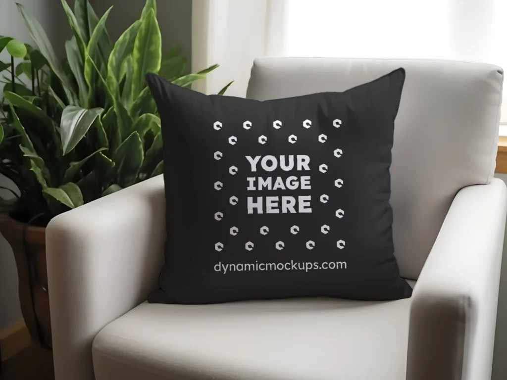 Black Square Pillow Cover Mockup Template