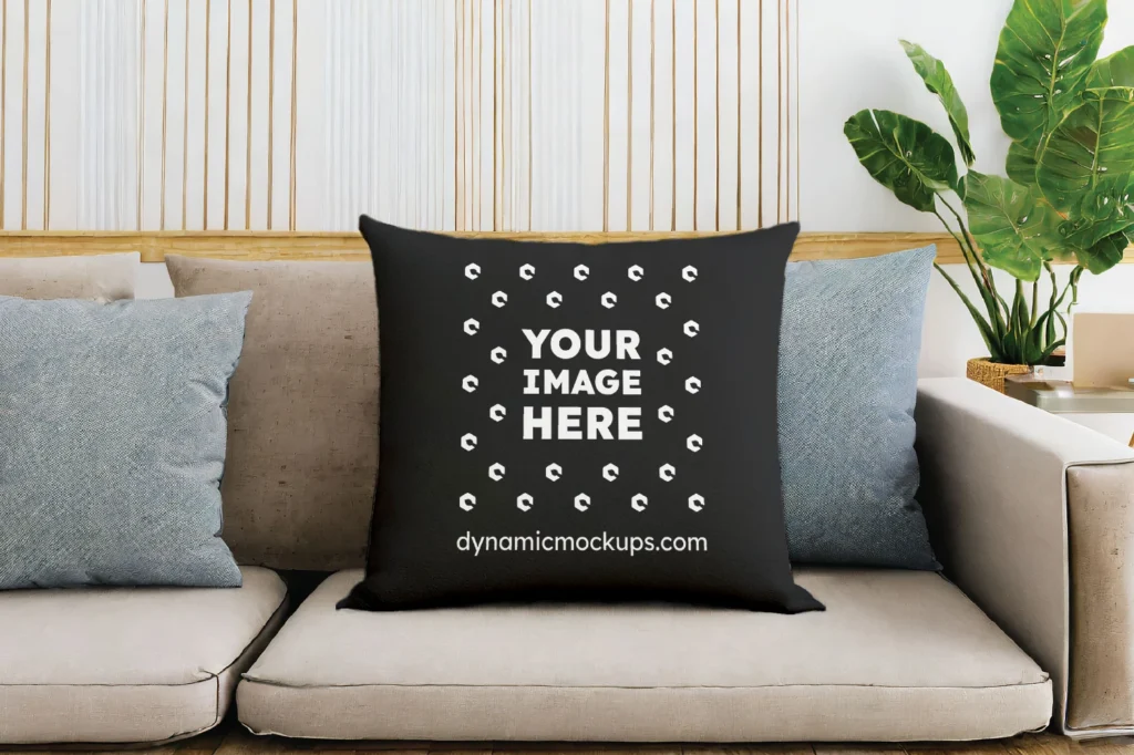 Black Square Pillow Cover Mockup Template