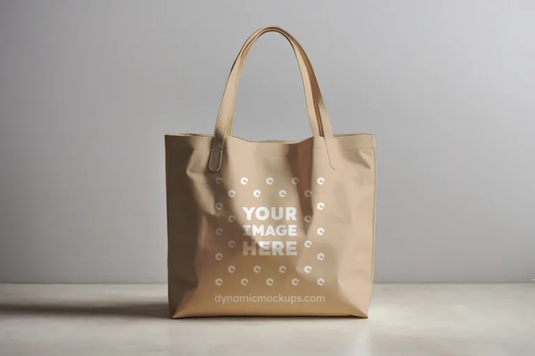 Beige Canvas Tote Bag Mockup Front View Template