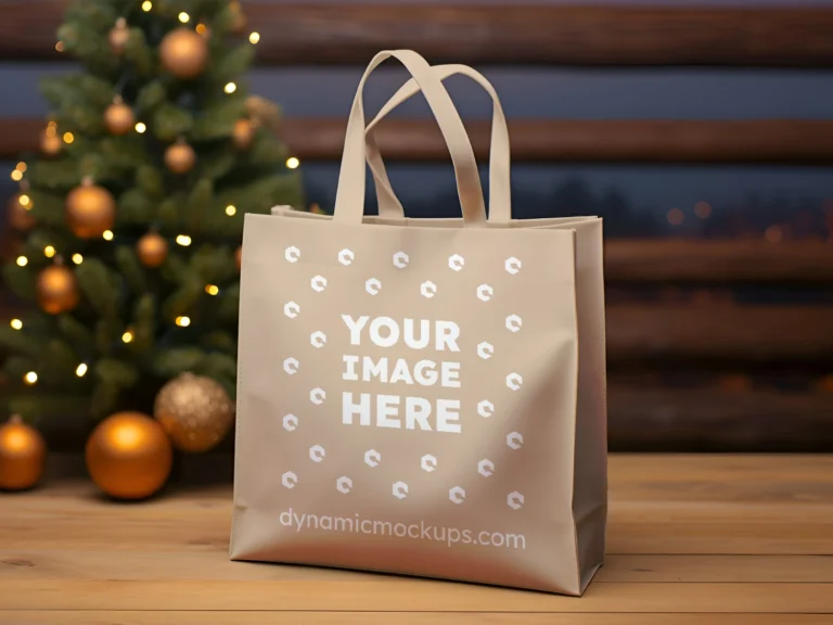 Beige Canvas Tote Bag Mockup Front View Template