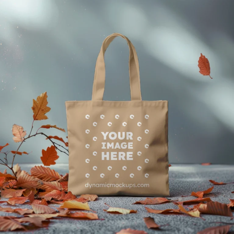 Beige Canvas Tote Bag Mockup Front View Template