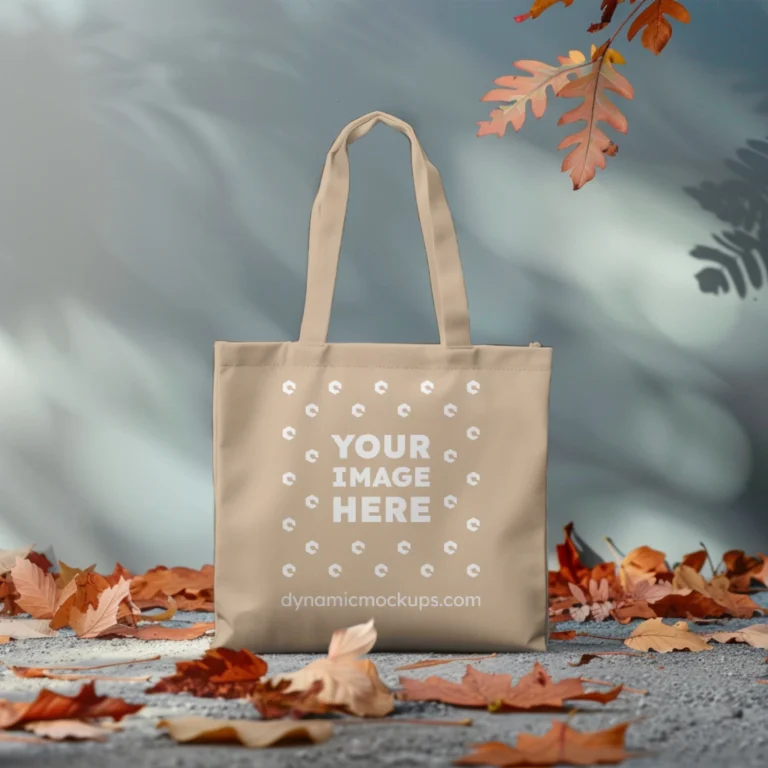 Beige Canvas Tote Bag Mockup Front View Template