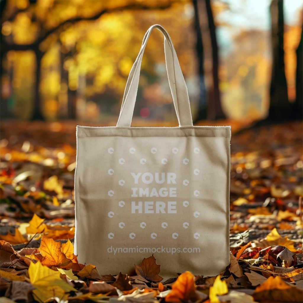 Beige Canvas Tote Bag Mockup Front View Template