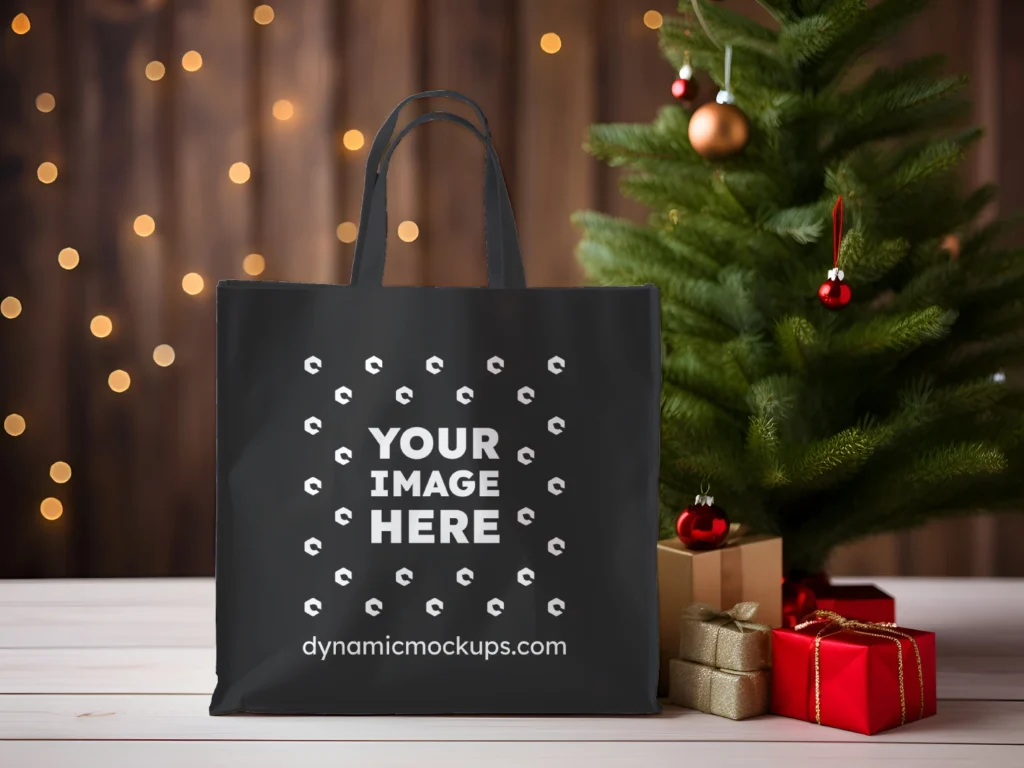 Black Canvas Tote Bag Mockup Front View Template