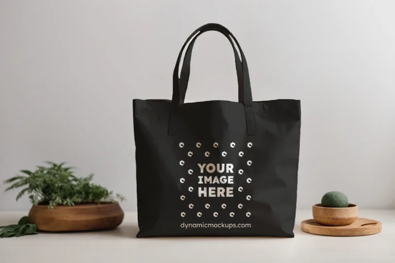 Black Canvas Tote Bag Mockup Front View Template