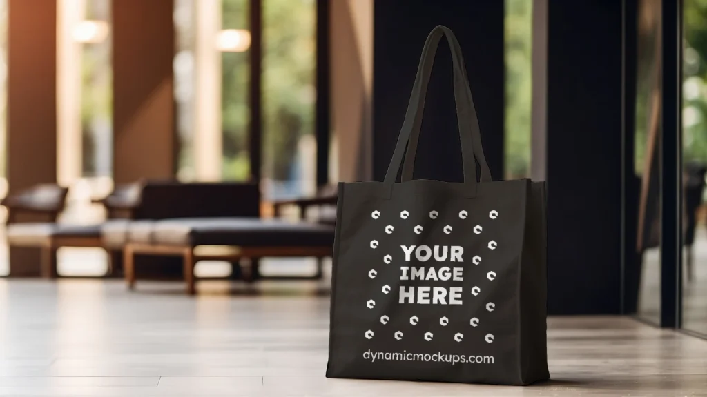 Black Canvas Tote Bag Mockup Front View Template