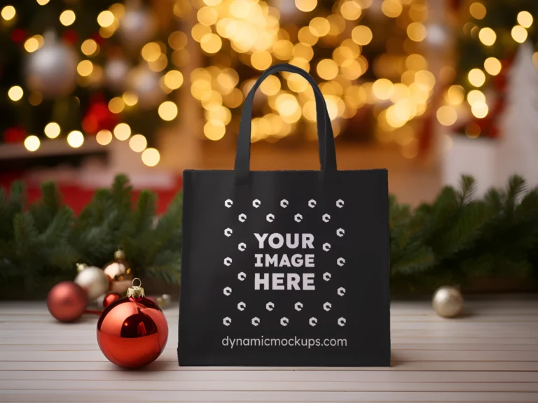 Black Canvas Tote Bag Mockup Front View Template