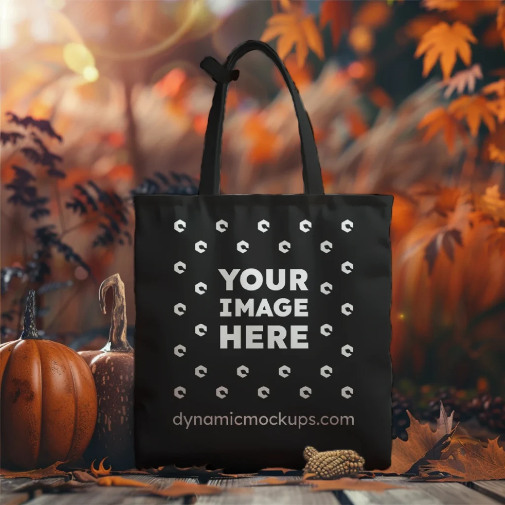 Black Canvas Tote Bag Mockup Front View Template