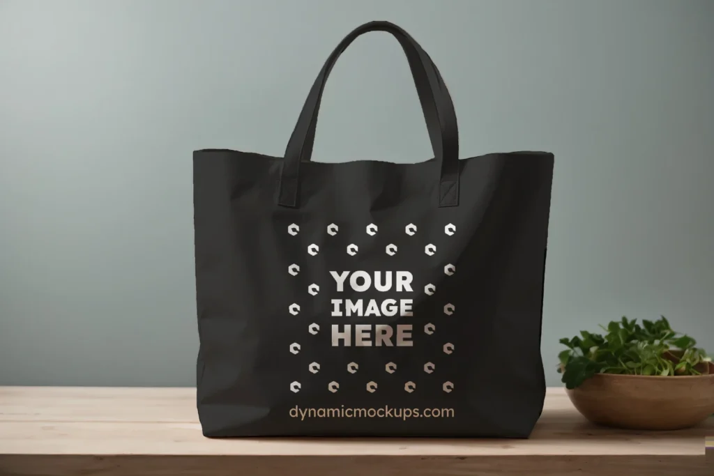 Black Canvas Tote Bag Mockup Front View Template