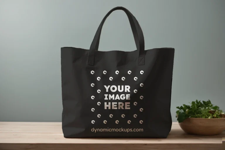 Black Canvas Tote Bag Mockup Front View Template