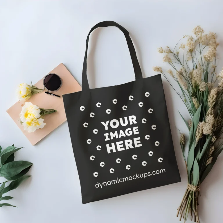 Black Canvas Tote Bag Mockup Front View Template