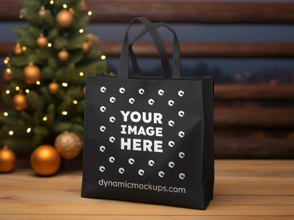 Black Canvas Tote Bag Mockup Front View Template