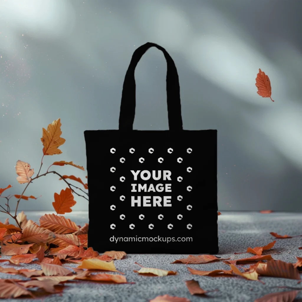 Black Canvas Tote Bag Mockup Front View Template