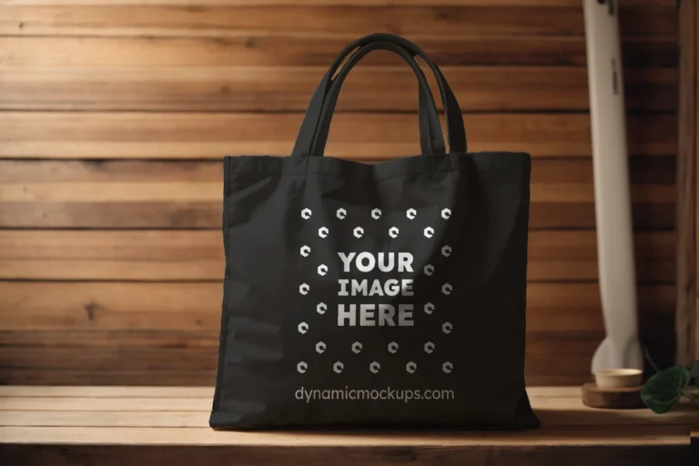 Black Canvas Tote Bag Mockup Front View Template